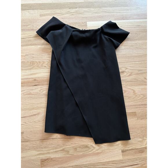 Halston Cold Shoulder Drape Dress Mini Minimalist Old Money Assymetrical Size 10 - Picture 3 of 7